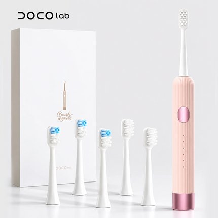 DOCO LAB Electric Toothbrush Vibration Sonic Electric Toothbrush for Adults Rechargeable Smart 6 Modes 5 Brush Heads