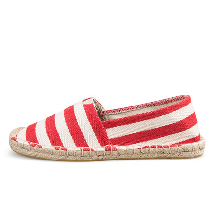 Grass Woven Linen Men's and Women's Handmade Stitching Fishing Shoes with A Casual Flat Bottom Anti Slip Fabric Design Platform