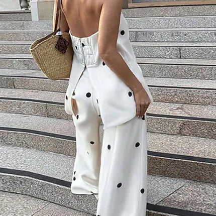 Polka Dot Skirt 2 Piece Set Women Casual High Collar Tie Full Sleeves Elastic High Waist Long Skirt Suit Lady Daily Outfit New