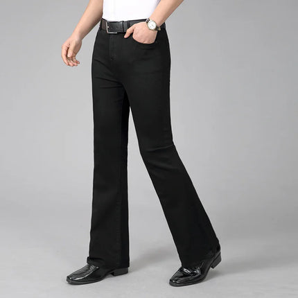 2026 Men's Four Seasons New Flared Jeans Mid-Waist Stretch Boot Cut Business Fashion Trend Casual Wide Leg Pants