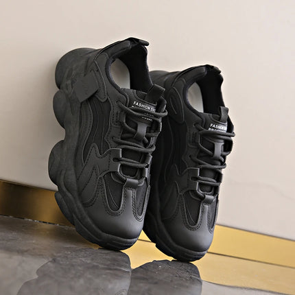 Women New Fashion Platform Sport Shoes Women 2025 New Summer Black Casual Chunky Sneakers Women Mesh Leather Platform Shoes