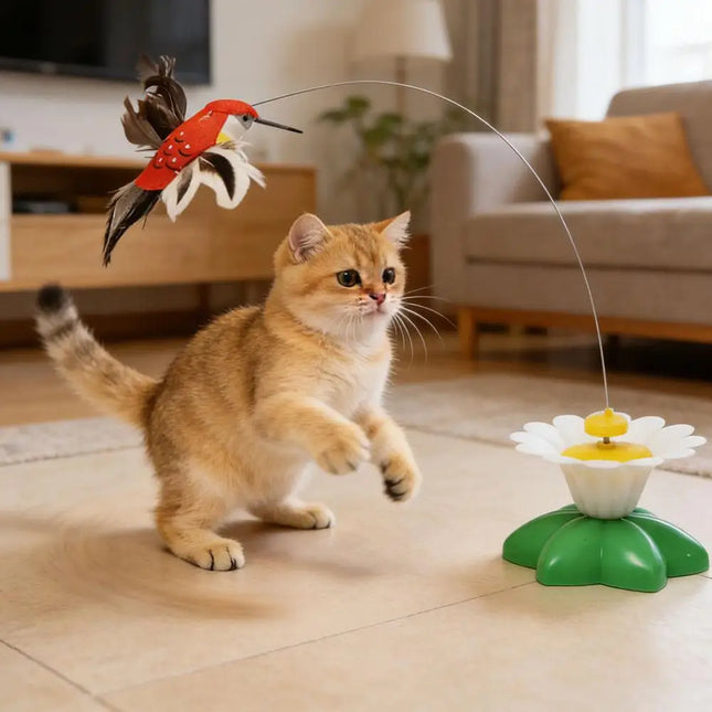 Interactive Cat Teaser Wand Toy - Automatic Rotating Electric Flying Butterfly Hummingbird, Indoor - product image 2