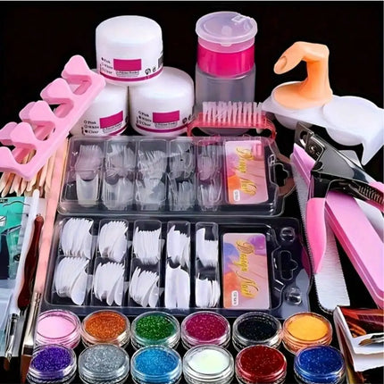 23-in-1 Acrylic Nail Kit for Beginners — Includes 12 Acrylic Powder Colors, Nail Extension Tools, and Various Manicure Tools