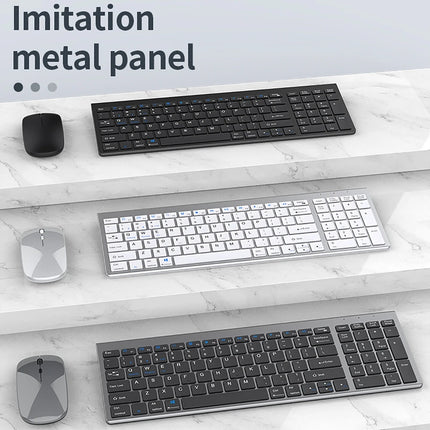 2.4G Wireless & Bluetooth Keyboard Mouse Set Rechargeable Ultra-thin Computer Office Gaming Silent Slim Keyboard - product im