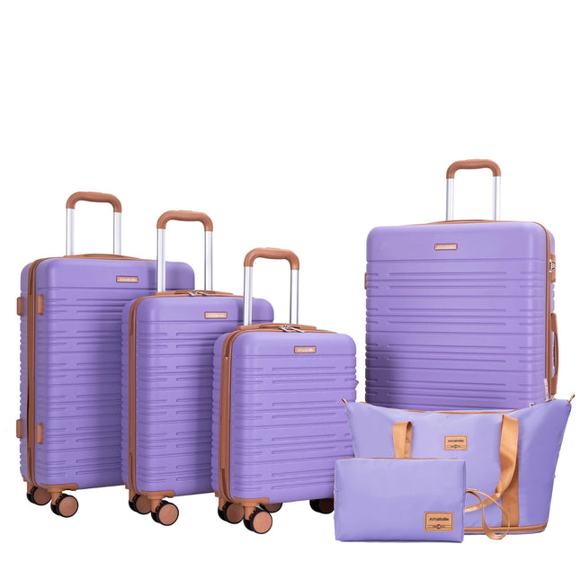 Luggage Sets 6 Piece, Suitcases with Double Spinner Wheels and TSA Lock, Hardcase 6 Set 16/20/24/28 Luggage with Travel Duffle Bag