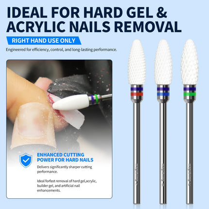 Flame Nail Drill Bits Composite Ceramics Milling Cutter Sharp Durable Bit for Efile Acrylic Nail Removal Manicure Salon Tools
