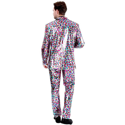 Mens Shiny Metallic Suits Performance Costume Adult Disco Suits Party Funny Jacket Pants with Tie Blazer Halloween Dress UP