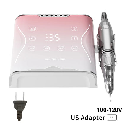 Professional Nail Drill Machine 35000 RPM Electric Sander Three Preset Modes Metal Manicure Machine for Nails Art Nail Equipment