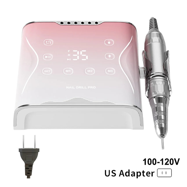 Máquina perforadora de uñas profesional de 35000 RPM, lijadora eléctrica, tres modos preestablecidos, máquina de manicura de metal para uñas, equipo de uñas