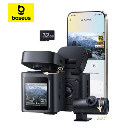Baseus 4K Dash Cam for SONY Sensor STARVIS Night Vision Front and Rear Car Camera ADAS WiFi6 GPS 24H Parking Dashcam