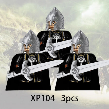 3pcs Lord Rings Elves Orcs Army Dwarf Rohan Mini Action Toy Figures Building Blocks Assembly Toys for Kids Birthday Gift