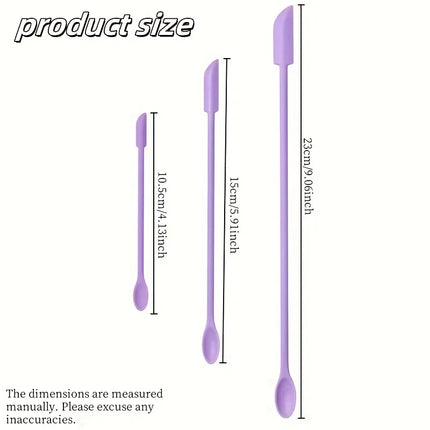 3pcs Reusable Silicone Spatulas, Eco-Friendly Cosmetic Jar Scrapers, Portable for Makeup Skincare, Easy Clean Travel Tool