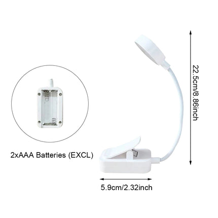 Runtowo LED Clip On Book Light Portable Reading Light Battery Powered 3 Color Eye Protection Stepless Dimmable Mini Desk Lamp