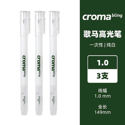 Croma 0.6mm /1 mm Highlight White Gel Pen 1/3Pcs fine tip white Fluorescent marker animation sketch Drawing Art Writing Supplies