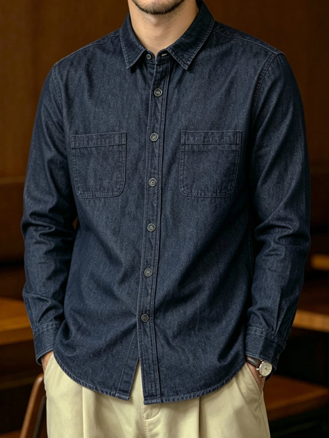 2026 Frühjahr/Sommer Neues Herren Light Business Jeanshemd, Elegantes italienisches Button-Down-Freizeit-Pendler-Formale-Oberteil