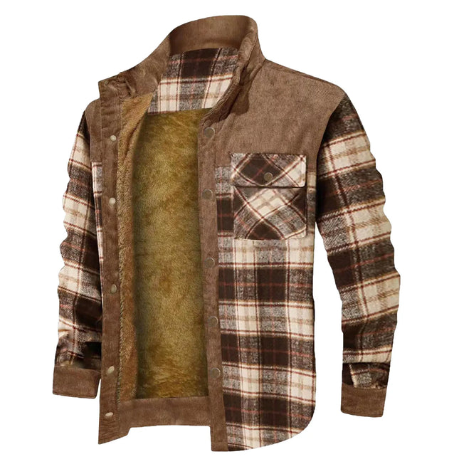 Herren Winter Wollgefüttertes Flanell Kariertes Hemd Jacke Mit Knopf Kapuze Langärmelige Jacke Herren Pullover Mäntel