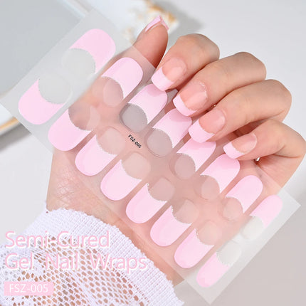 Semi Cured Wraps Fast Gel Nail Sticker Soild Nail Gel Wraps Adhesive Full Cover Gel Nail Decal UV Lamp Cured Manicure Decoration
