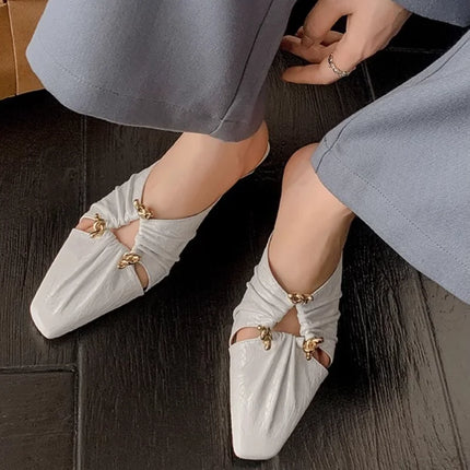 2025 New Fashion Low Heel Women  Shoe Women Narrow Band Silver Flats Bling Bling Gold Round Toe Spring Footwear