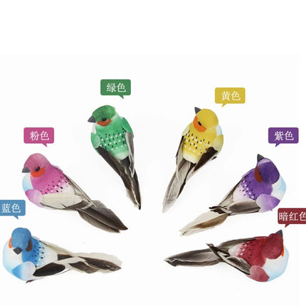 6PCS Artificial Feather Bird Fake Birds Christmas Decoration Foam Animal Wedding Home Garden Ornament Gift Craft Bird Model