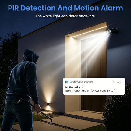 Wansview 2K Solar Security Camera Wireless Outdoor Surveillance with Motion Detection IP65 Waterproof Solar-Powered CCTV for Home Safety 2-Way Audio Color Night Vision