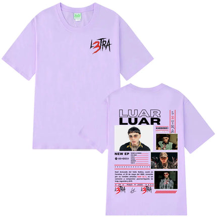 Rapper Luar La L 2025 Album L3TRA T Shirts Men's Women Hip Hop Fashion Short Sleeve T-shirts Cotton Oversized Streetwear T-shirt
