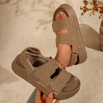 Fashion Women Sandals Summer New Simple Round Toe Non Slip Thick Sole Female Shoes Comfort Wear Resistant Soft Sole Sandals