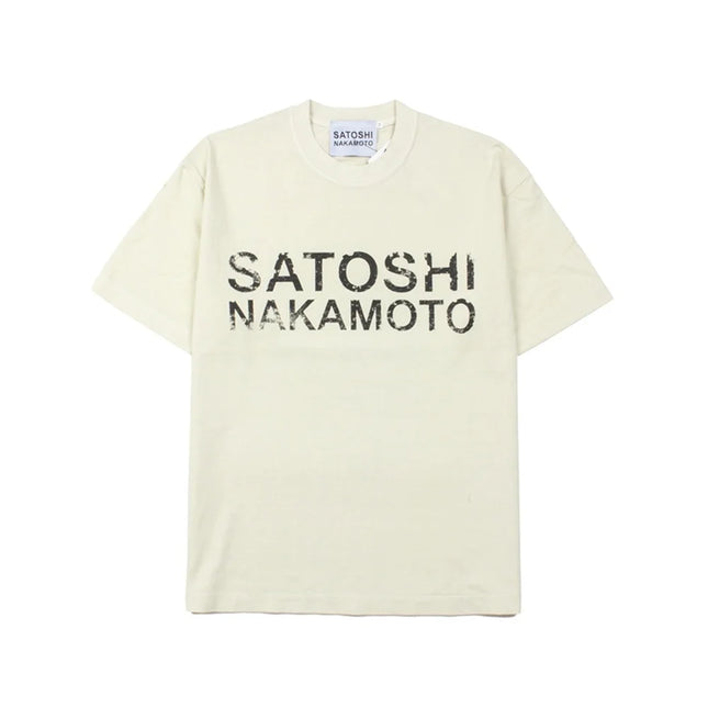 Camiseta de manga corta holgada informal de talla grande con estampado de letras clásicas para hombre y mujer con diseño retro hip-hop de Satoshi Nakamoto de High Street