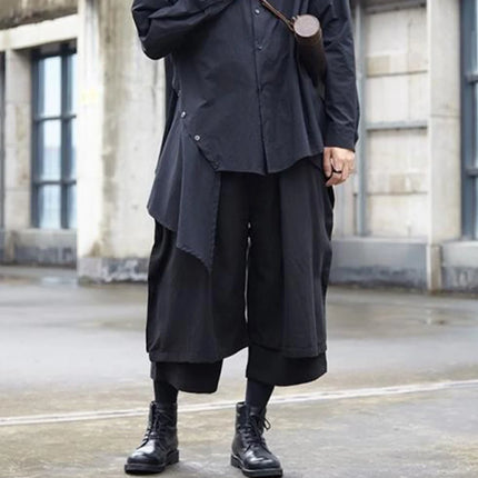Gothic Dark Pants Y2k Irregular Side Button Samurai Pants Streetwear Fashion Nightclub Youth Trend Wide Leg Hakama Unisex 2026