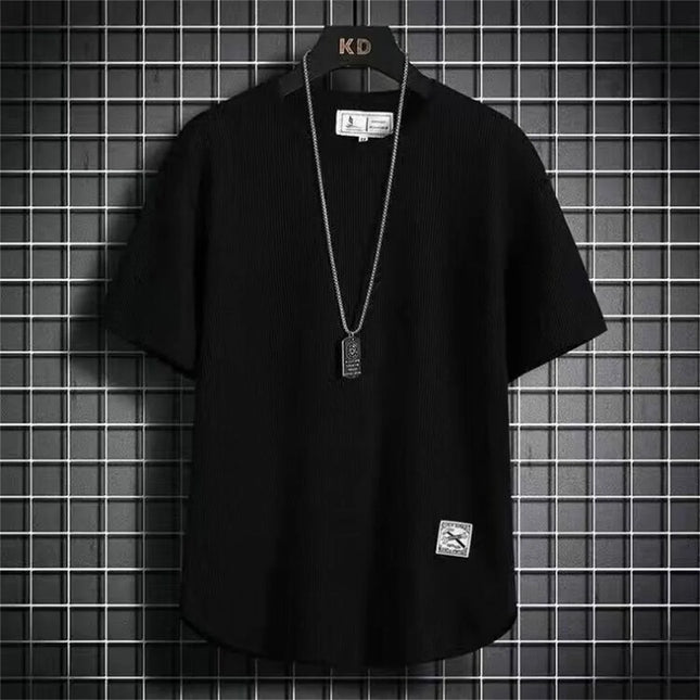 Herren T-Shirts aus schwarzem Waffelstoff, weiße, blaue T-Shirts, lässige T-Shirts, übergroße Oberteile, hochwertige Unisex-Kurzarm-T-Shirts, Herrenbekleidung 2024