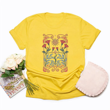 Boho Wildflowers Tshirt Boho Flowers T Shirt Women Short Sleeve T-shirts Vintage Casual Tops Floral Nature Tee Women Clothing
