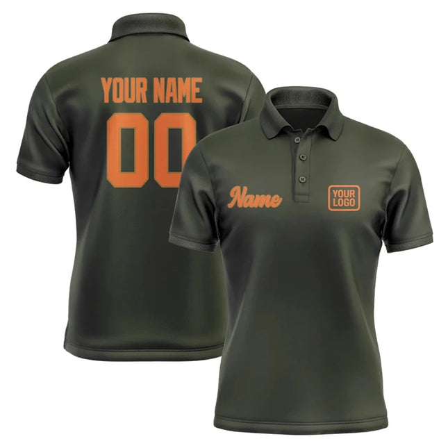 Personalized DIY Dark Olive Polo Shirts Customized Name Team Name Logo Number Team Uniforms Loose Darts Bowling Billiards Tops