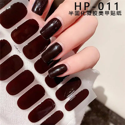 Semi Cured Wraps Fast Gel Nail Sticker Soild Nail Gel Wraps Adhesive Full Cover Gel Nail Decal UV Lamp Cured Manicure Decoration