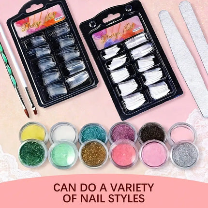 23-in-1 Acrylic Nail Kit for Beginners — Includes 12 Acrylic Powder Colors, Nail Extension Tools, and Various Manicure Tools