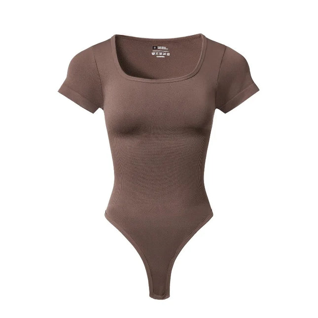 Women Plus Size Square Neck Short Sleeve Bodysuit Tummy Control Body Shaper Seamless Slimming Fashion - product image 2
