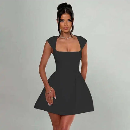 Avrilyaan Square Neck Short Sleeve Sexy A-line Dress Women 2024 Nightclub Party Dress Elegant Bodycon Mini Summer Dress Vestidos