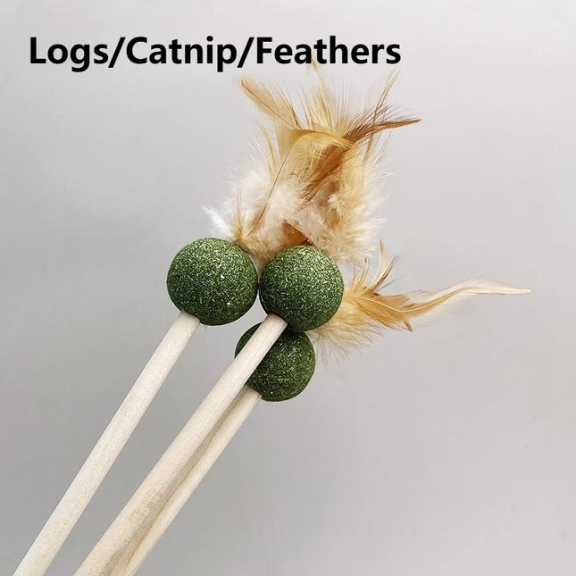 Catnip Ball with Feather Cat Teasing Stick Toy for Indoor Cats, Feather Kitten Toys for Cats, Encourages - product image 2