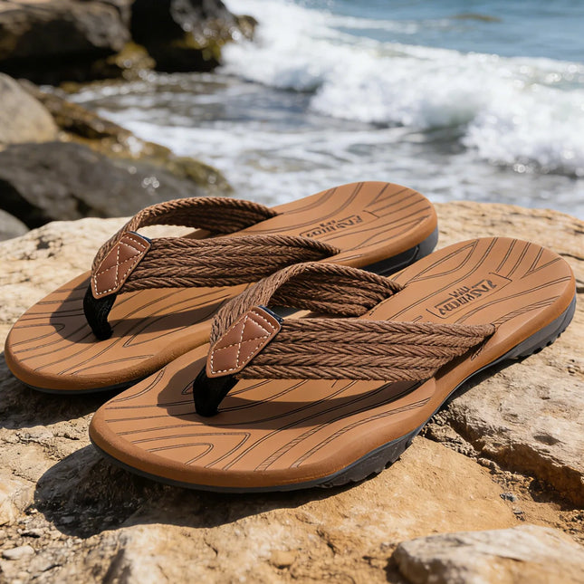 Men's flip flops TPR sole summer beach casual shoes breathable quick drying comfortable indoor and