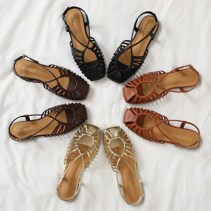 Women Flat Sandals Summer Narrow Band Roman Shoes Casual Plus Size Brand Designer Banquet Beach Gladiator Sandalias Zapato