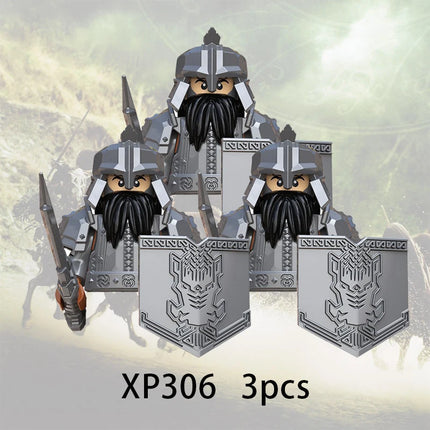 3pcs Lord Rings Elves Orcs Army Dwarf Rohan Mini Action Toy Figures Building Blocks Assembly Toys for Kids Birthday Gift
