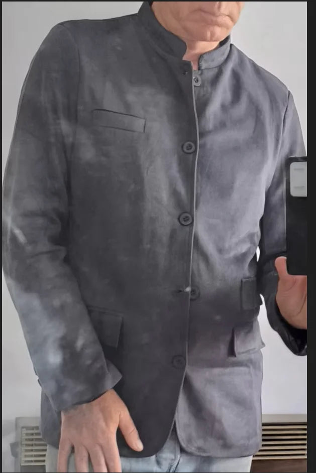 Blazers para hombre, color sólido, cuello alto, traje, blazer de un solo botón, chaqueta de negocios, manga larga, ropa de abrigo, cárdigan, botón suelto