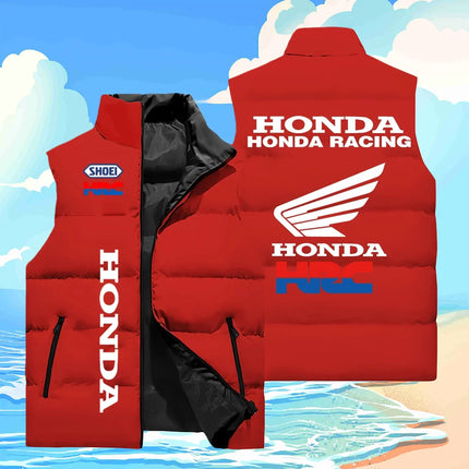 Honda Sleeveless Jacket, 3D Printed Honda Logo Men's Racing Cotton Jacket, Outdoor Motorcycle Riding Sports Vest