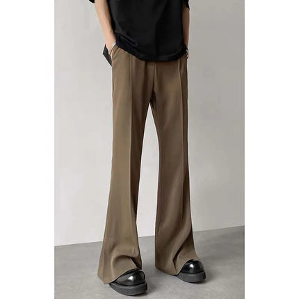 2026 Men's New Brown Black Suit Pants Fashion Social Mens Dress Pants Korean Loose Casual Flared Pants Office Formal Trousers