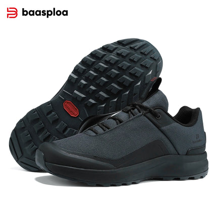 Baasploa Men Hiking Shoes Litchi Leather High Quality Male Trekking Climbing Sneakers Non-slip Luxury Designer Outdoor Shoe