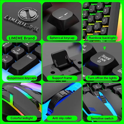 GTX350 Gaming Keyboard Mouse Combos Computer Laptop Backlight Gamer Kit LED Wired Usb Keyboard GTX350 Set-Black - product ima