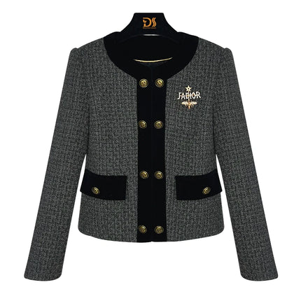 New fashionable and elegant celebrity temperament college style design small fragrance jacket + pleated skirt suit