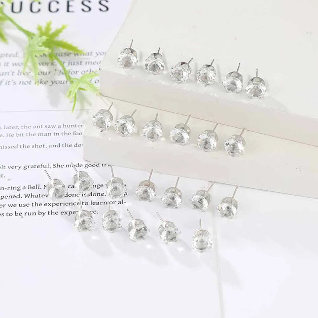 Maximum 36 Pairs Shiny Zircon Stud Earrings Set for Women Men Daily Versatile Chic Silver Color Crystal - product image 2