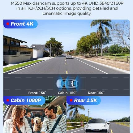 【US Warehouse】AZDOME Dash Cam 4K M550 Max Built-in GPS Wifi Camera Car DVR 3.18”Screen Night Vision 24H Parking Monitor Support Rear Cam