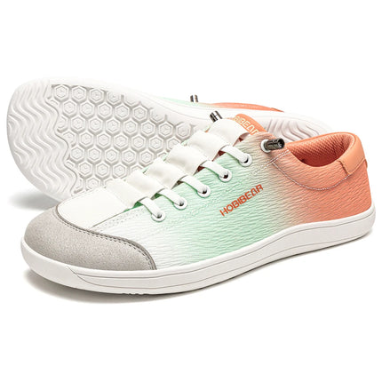 Mint-and-orange HOBIBEAR sneakers showing the uppers and white soles