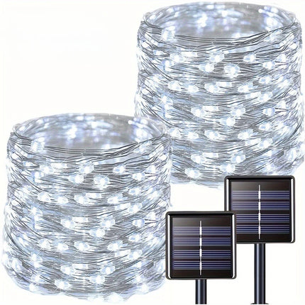 Outdoor LED Solar Fairy String Lights Waterproof Garden Decoration Garland 8Modes Copper Wire Light For Street Patio Christmas
