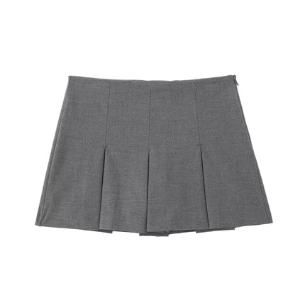 2025 New High Waisted Pleated Skirt Women Fashion Streetwear Side Zipper Mini Skirts Woman Casual All-Match Basic A-Line Skirts